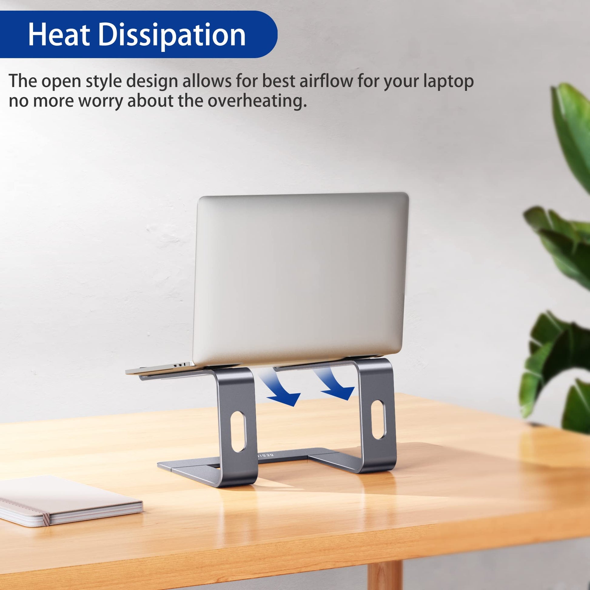 BESIGN LS03 Aluminum Laptop Stand, Ergonomic Detachable Computer Stand, Notebook Riser Compatible with Air, Pro, Dell, HP, Lenovo More 10-15.6" Laptops, Silver