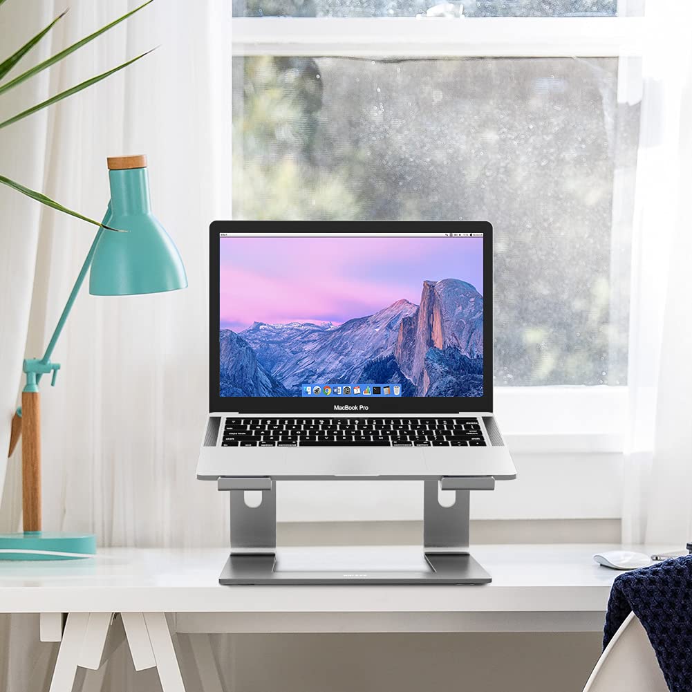 BESIGN LS03 Aluminum Laptop Stand, Ergonomic Detachable Computer Stand, Notebook Riser Compatible with Air, Pro, Dell, HP, Lenovo More 10-15.6" Laptops, Silver