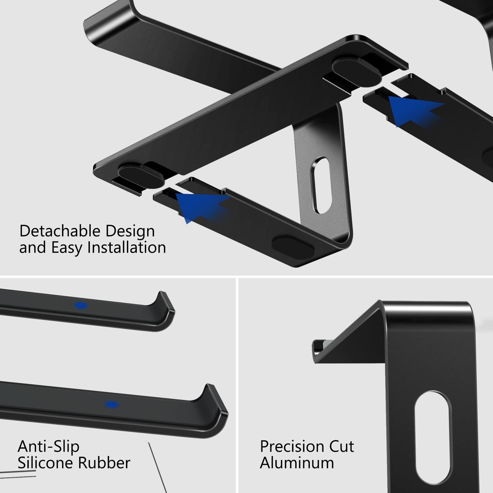 BESIGN LS03 Aluminum Laptop Stand, Ergonomic Detachable Computer Stand, Notebook Riser Compatible with Air, Pro, Dell, HP, Lenovo More 10-15.6" Laptops, Silver