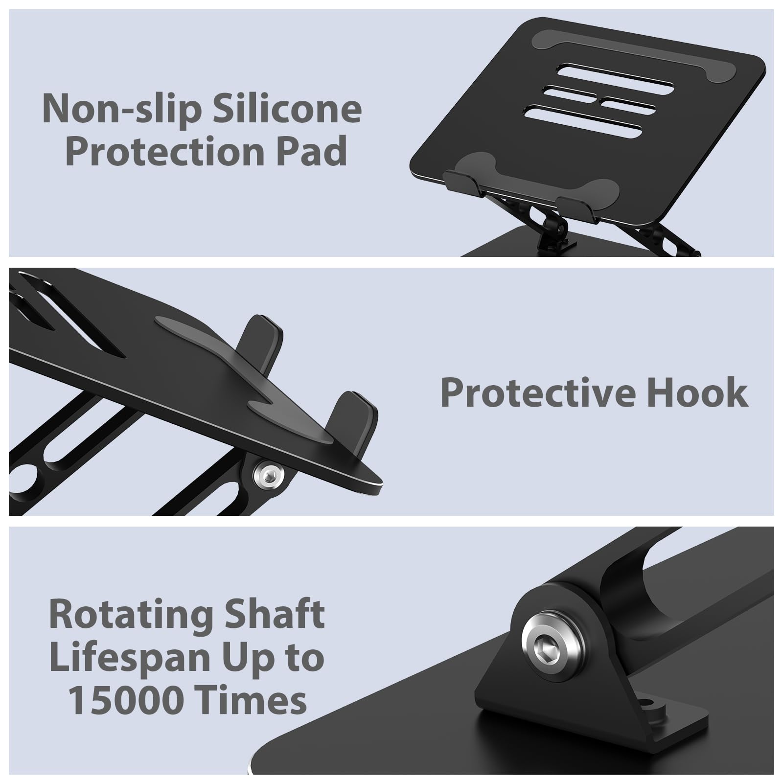 Adjustable Laptop Stand for Desk, Metal Foldable Laptop Riser, Portable Laptop Holder Mount, Ventilated Cooling Computer Notebook Stand Compatible with 10-15.6” Laptops