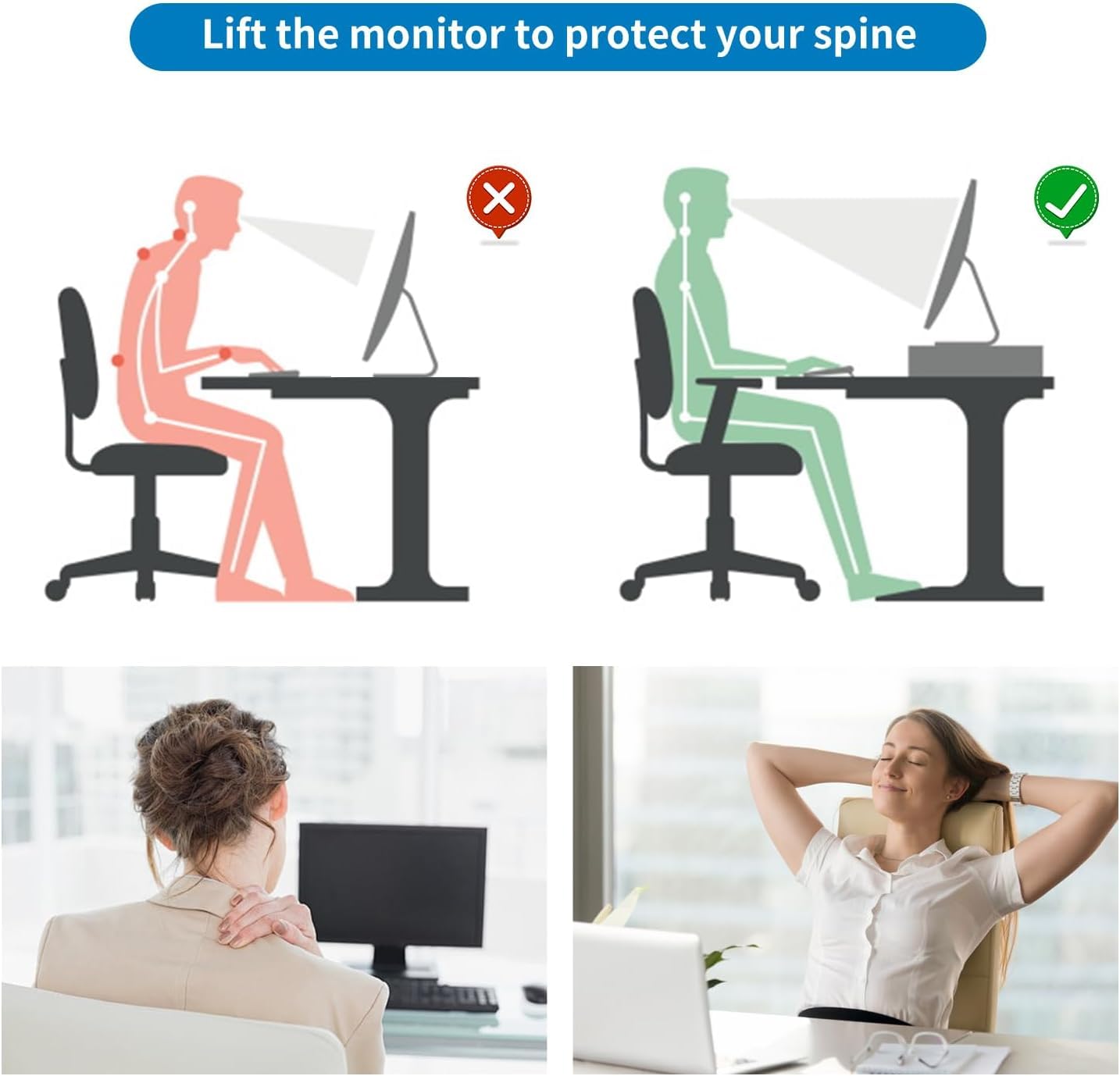 gianotter Computer Monitor Stand Riser, Desk Organizers and Accessories with Drawer, Office Desk Accessories &amp; Workspace Desktop Organizers Storage for Classroom Office Supplies (Black)