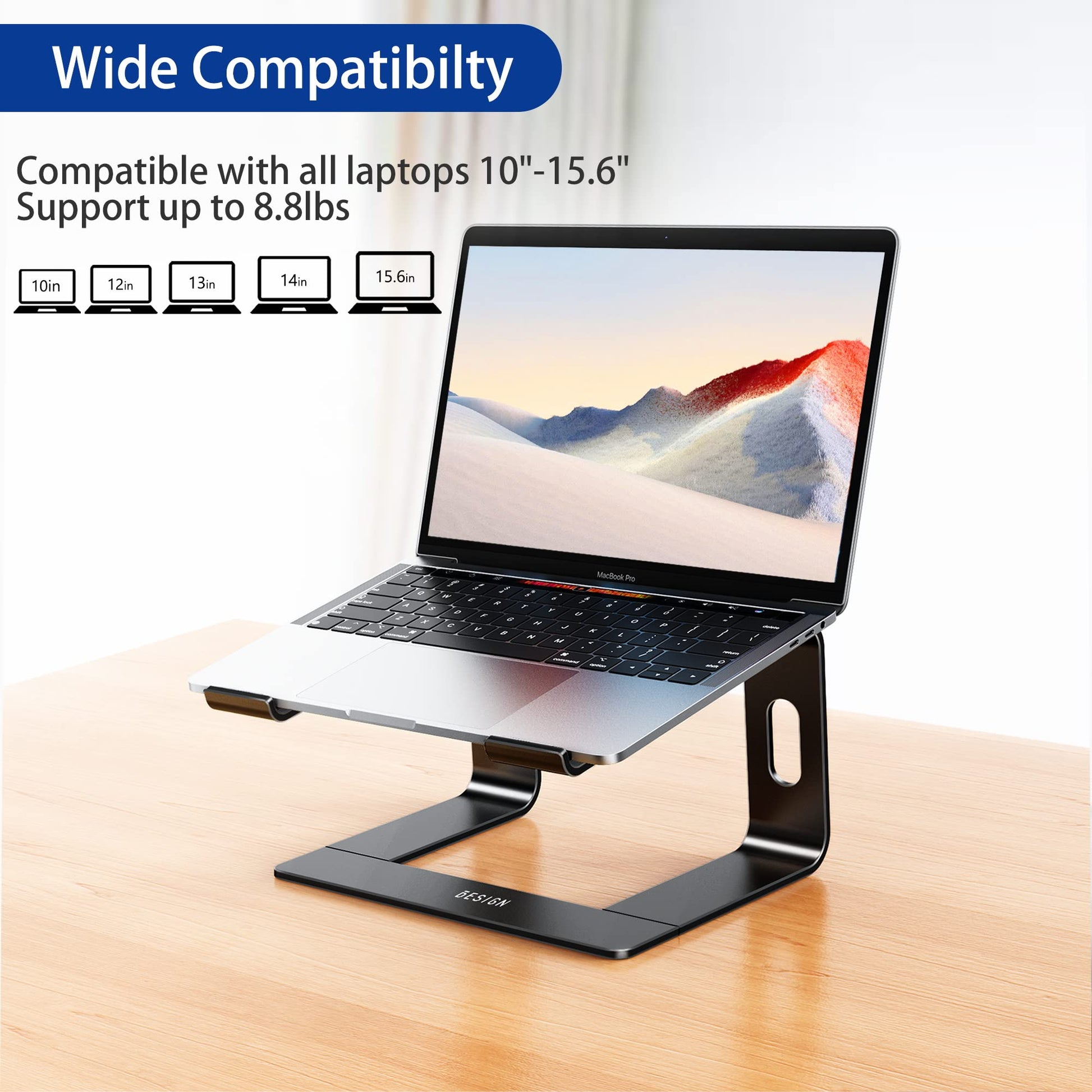 BESIGN LS03 Aluminum Laptop Stand, Ergonomic Detachable Computer Stand, Notebook Riser Compatible with Air, Pro, Dell, HP, Lenovo More 10-15.6" Laptops, Silver