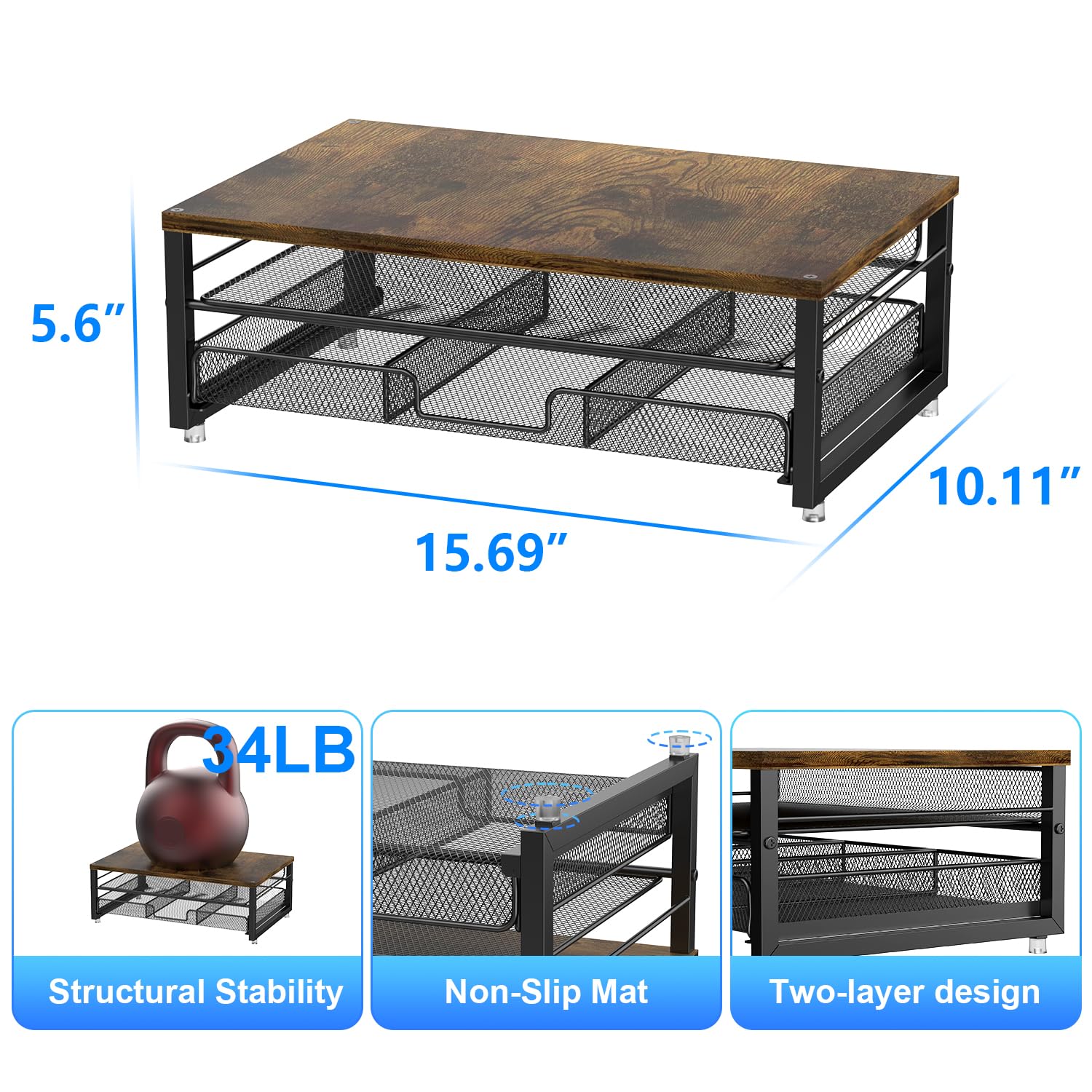 gianotter Computer Monitor Stand Riser, Desk Organizers and Accessories with Drawer, Office Desk Accessories &amp; Workspace Desktop Organizers Storage for Classroom Office Supplies (Black)
