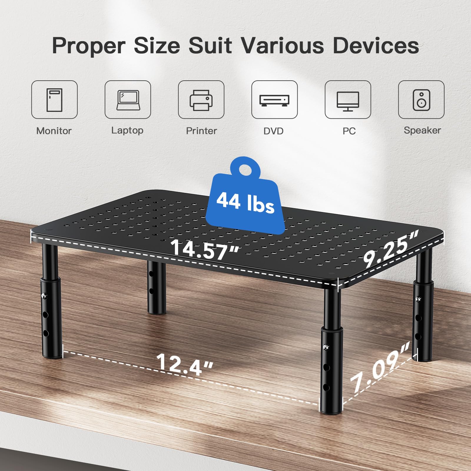 HUANUO Monitor Stand for Desk, Computer Monitor Stand Height Adjustable, Monitor Riser for 2 Monitors, Laptop Stand for Desk, 2 Pack, Black