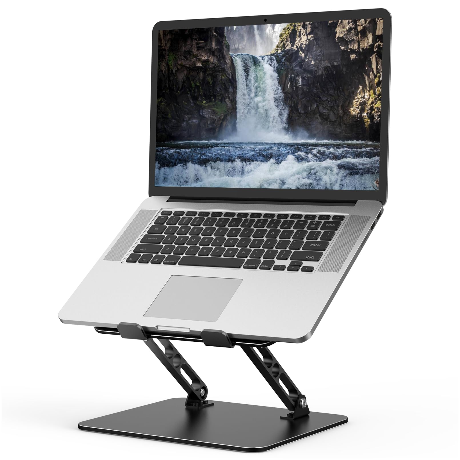 Adjustable Laptop Stand for Desk, Metal Foldable Laptop Riser, Portable Laptop Holder Mount, Ventilated Cooling Computer Notebook Stand Compatible with 10-15.6” Laptops