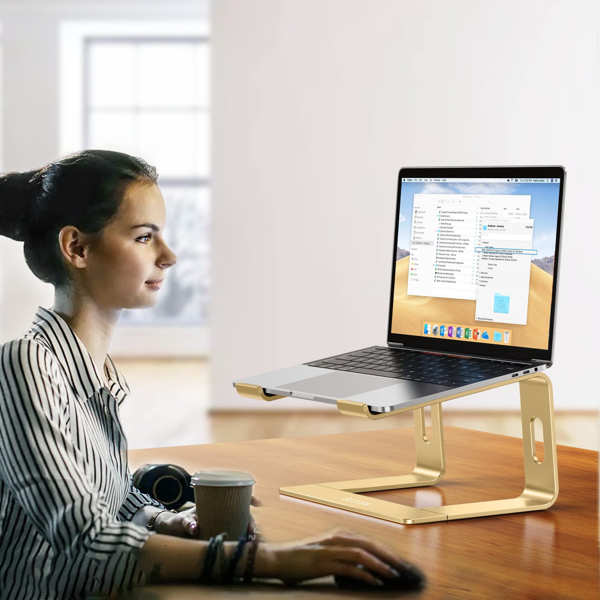 BESIGN LS03 Aluminum Laptop Stand, Ergonomic Detachable Computer Stand, Notebook Riser Compatible with Air, Pro, Dell, HP, Lenovo More 10-15.6" Laptops, Silver