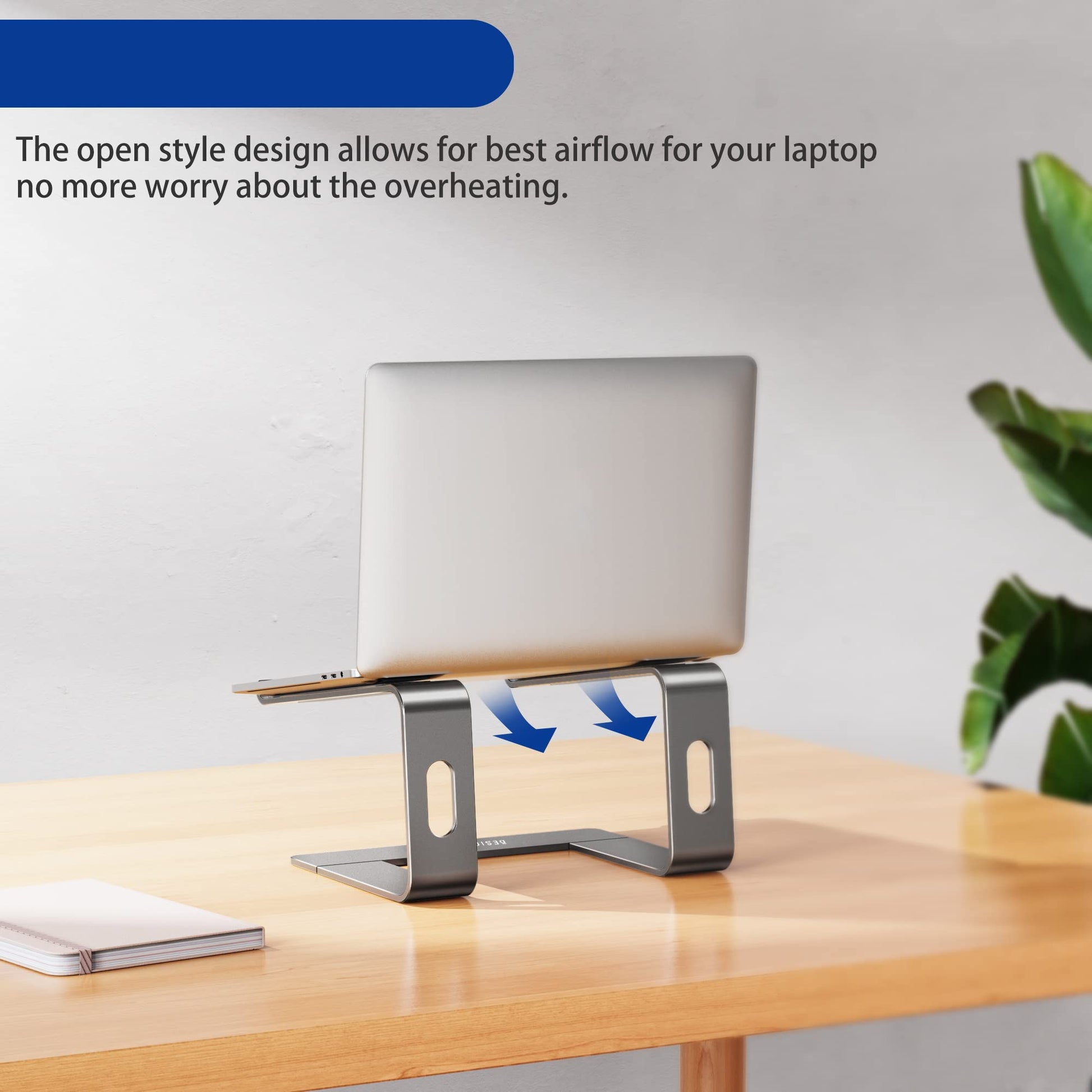 BESIGN LS03 Aluminum Laptop Stand, Ergonomic Detachable Computer Stand, Notebook Riser Compatible with Air, Pro, Dell, HP, Lenovo More 10-15.6" Laptops, Silver