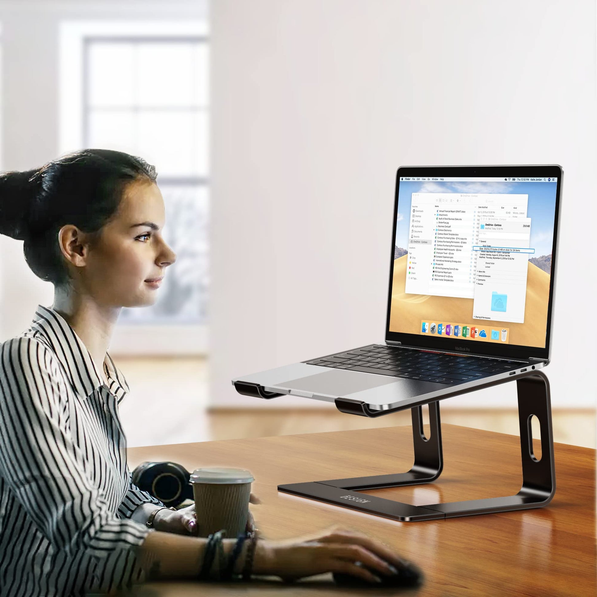 BESIGN LS03 Aluminum Laptop Stand, Ergonomic Detachable Computer Stand, Notebook Riser Compatible with Air, Pro, Dell, HP, Lenovo More 10-15.6" Laptops, Silver